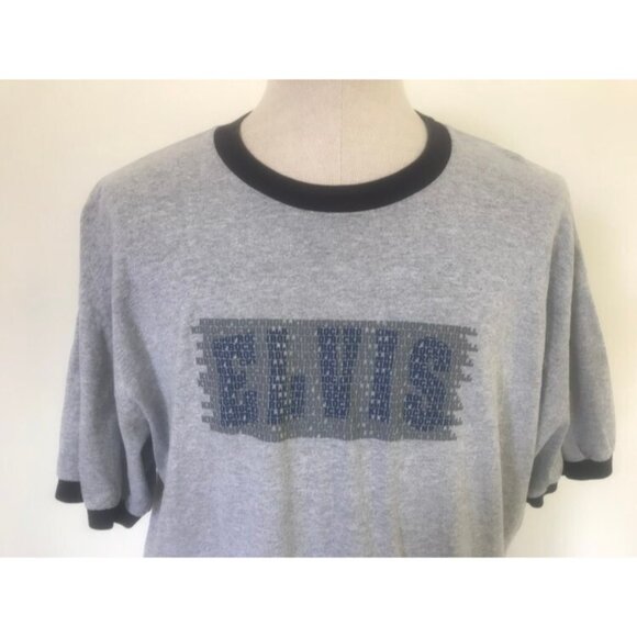 Vintage 1999 ELVIS T-Shirt Mens Size 2XL Gray Navy Designed For Elvis Graceland - Picture 2 of 8
